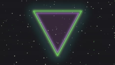 Triángulos-De-Neón-Verde-Y-Morado-Con-Estrellas-En-La-Galaxia
