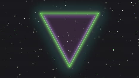 neon green and purple triangles with stars in galaxy