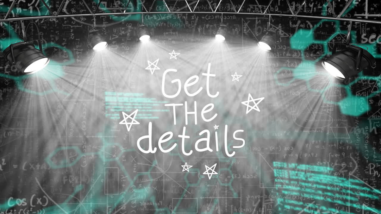 스포트라이트와 과학적 데이터에 대한 세부 사항을 얻는 애니메이션