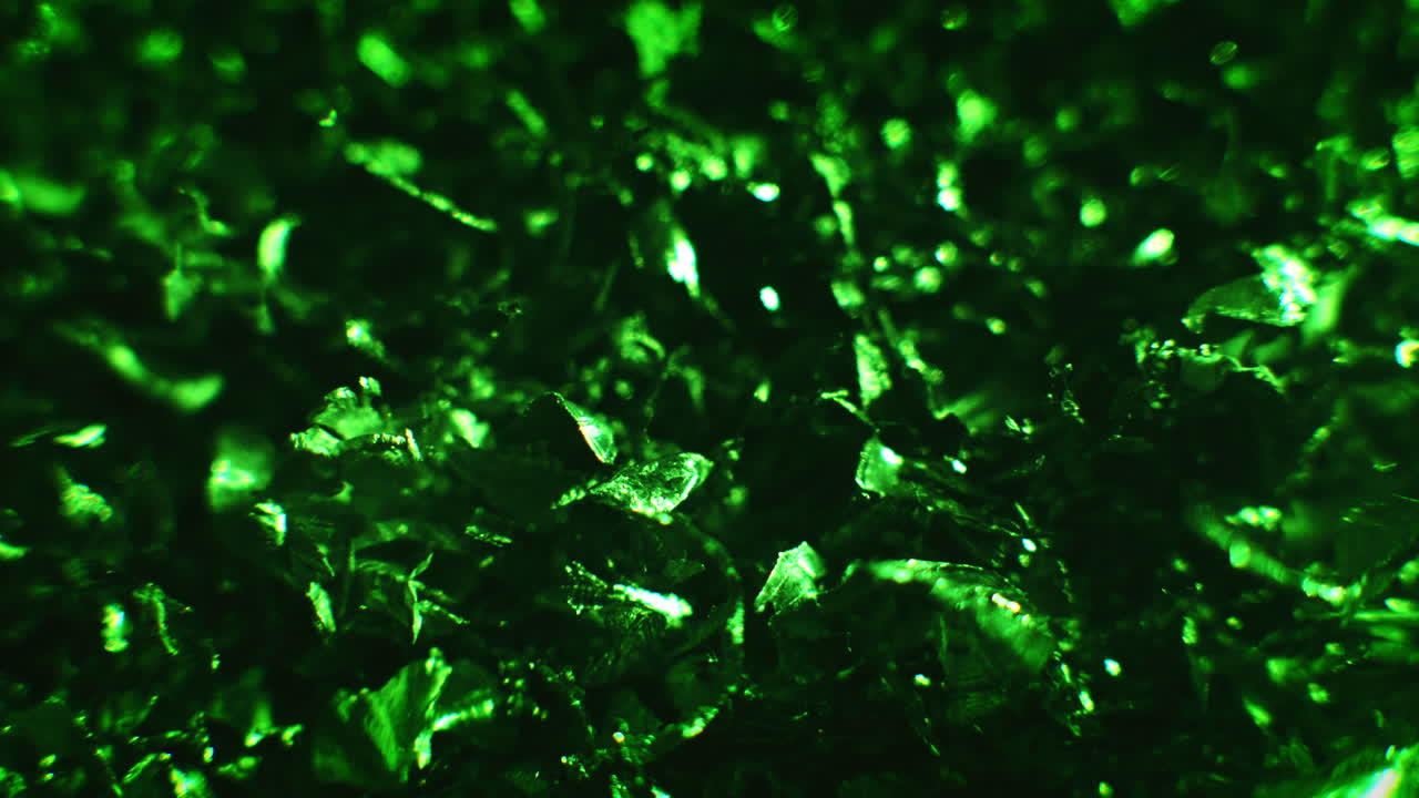 Emerald color metal fillings macro shot