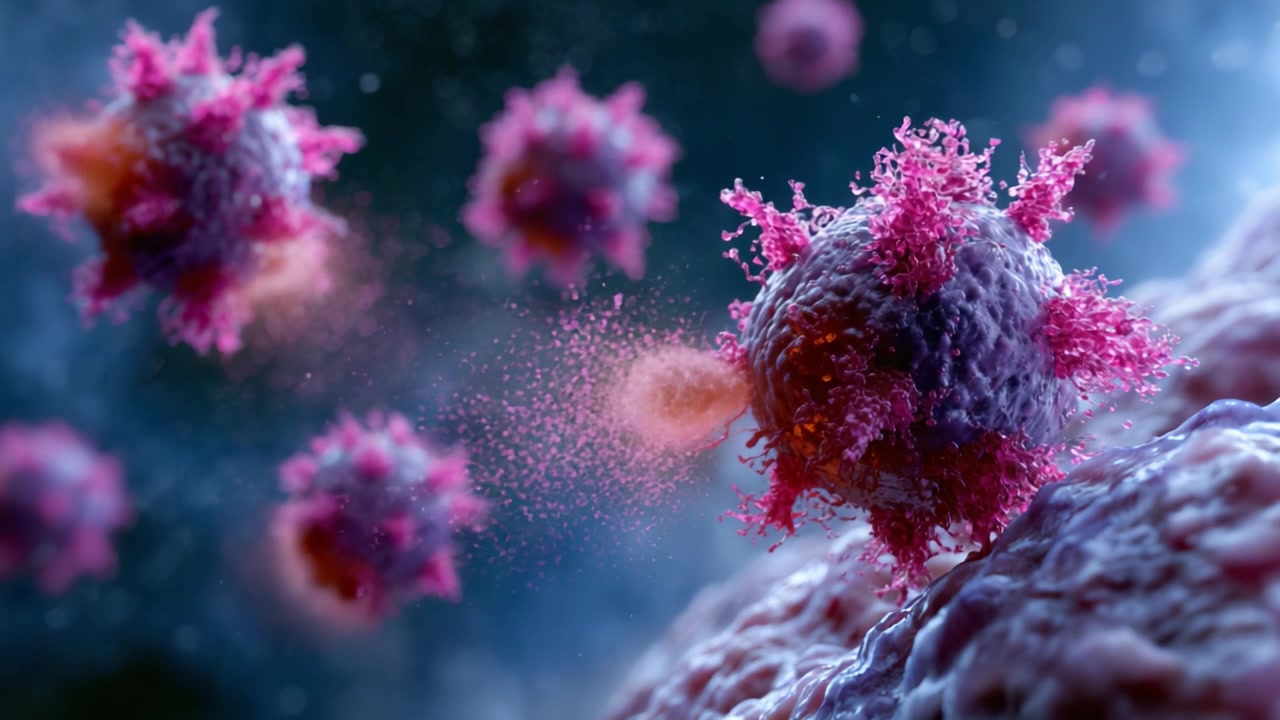 Microscopic Visualization of Viral Particles Spreading in an Organism, Demonstrating the Intriguing Structure and Movement of Pathogens in a Lifelike Environment