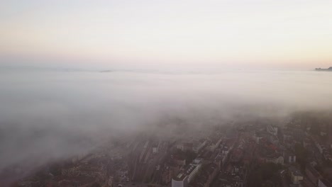 foggy city aerial view
