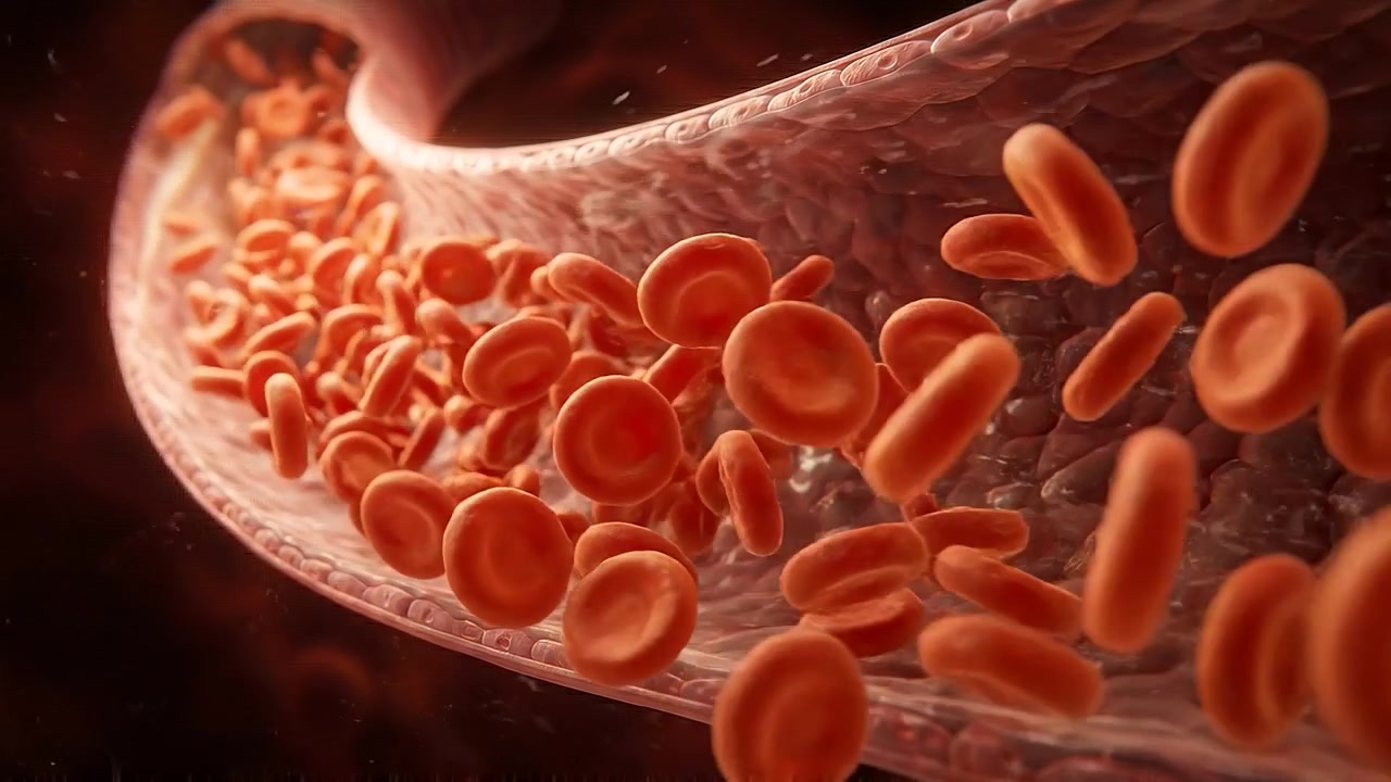 Red Blood Cells Flowing Through a Human Vein