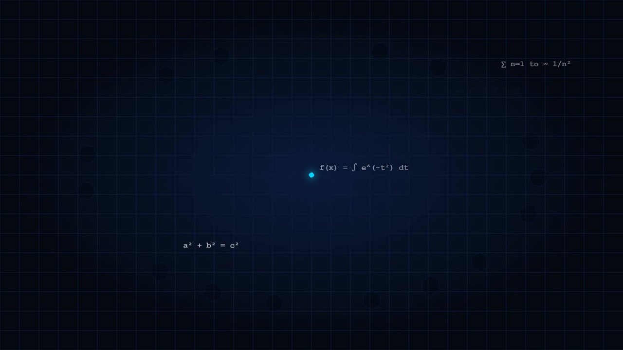 Formule ed Equazioni Matematiche Animate su Sfondo Blu Scuro