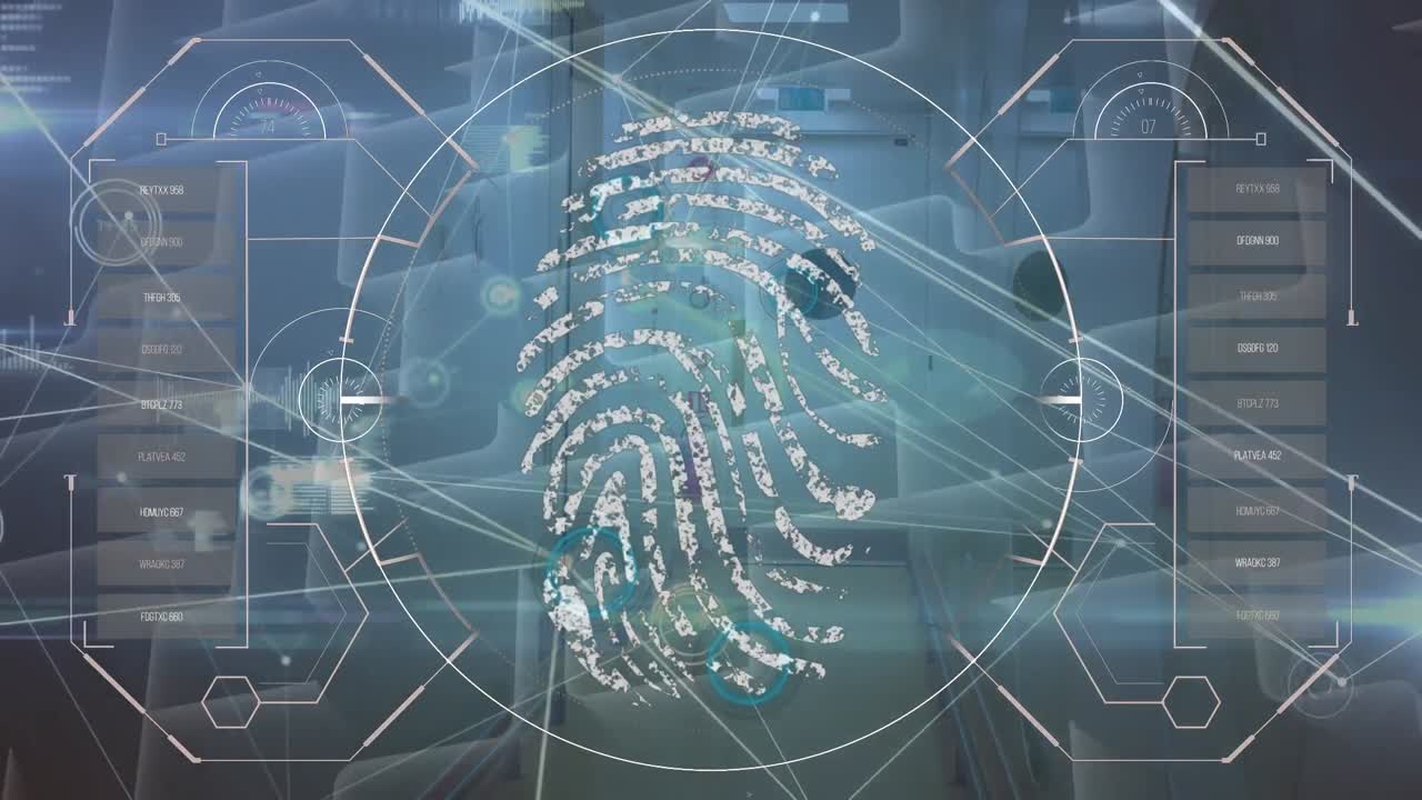 анимация сканирования масштаба по сети соединений и городскому пейзажу