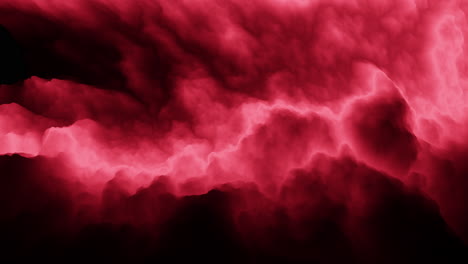nubes rojas místicas oscuras que fluyen en el espacio negro
