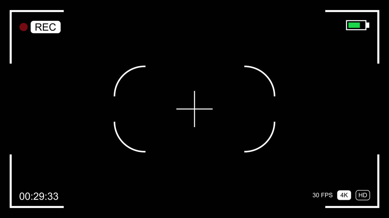 Camera Viewfinder Recording Interface Overlay on Black Background