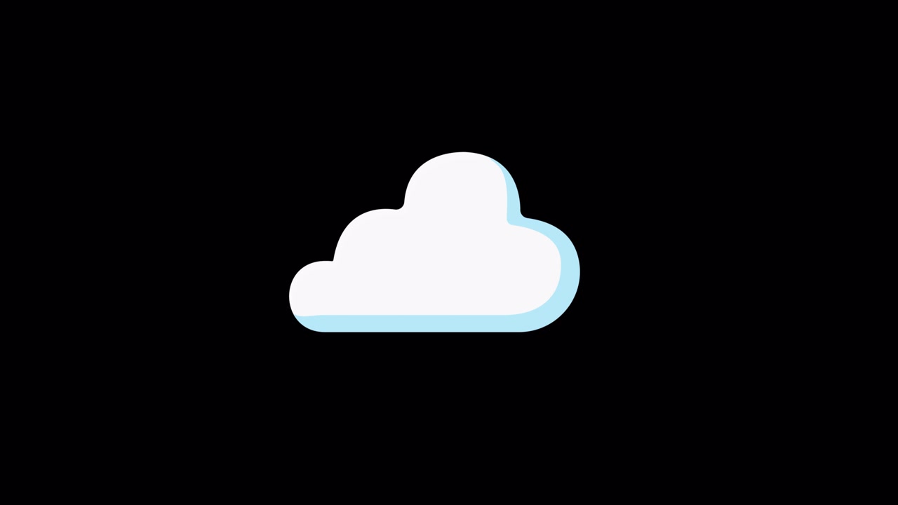 Animated Cloud Icon with Blue Shadow on Black Background