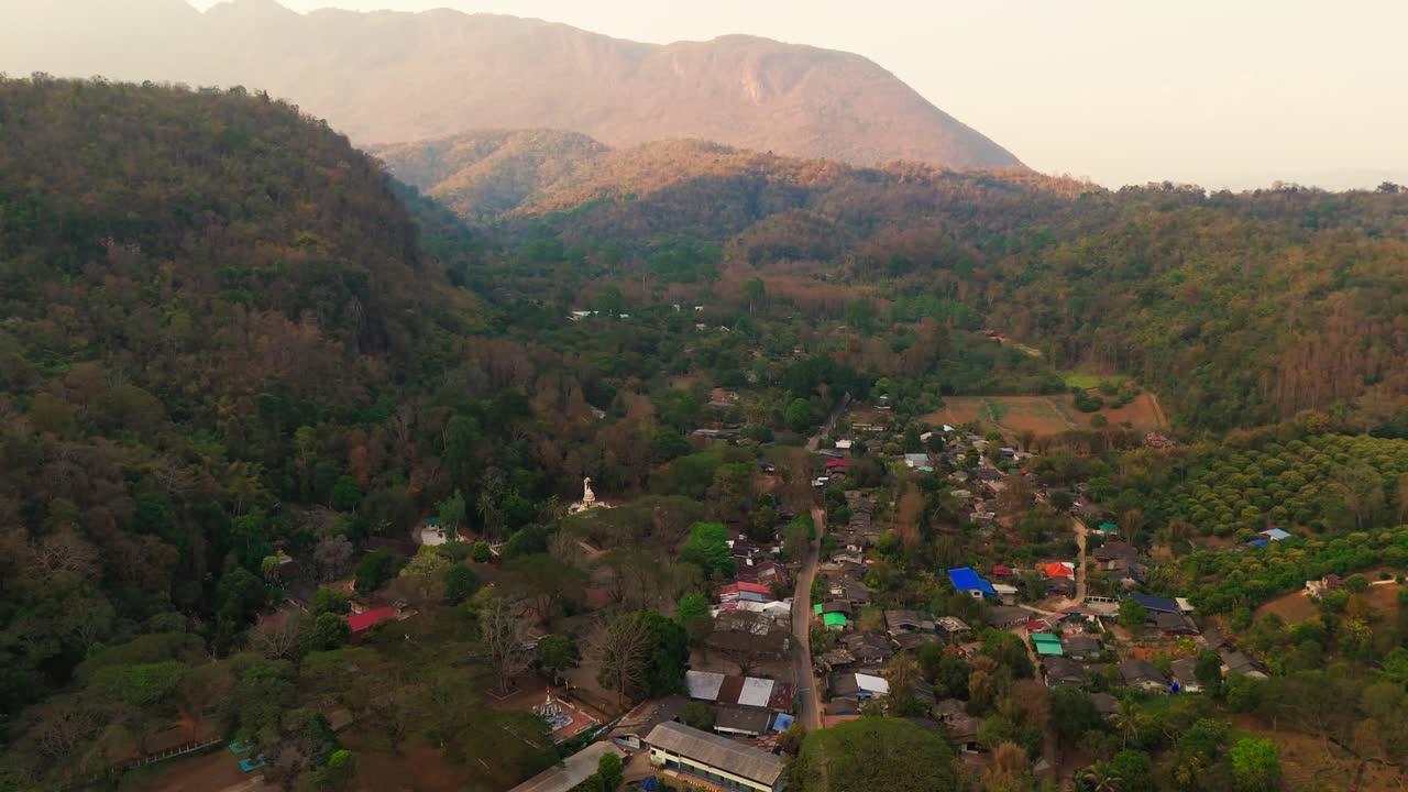 Drone above Chiang Dao in Chiang Mai Province, Thailand near Chiang Mai
