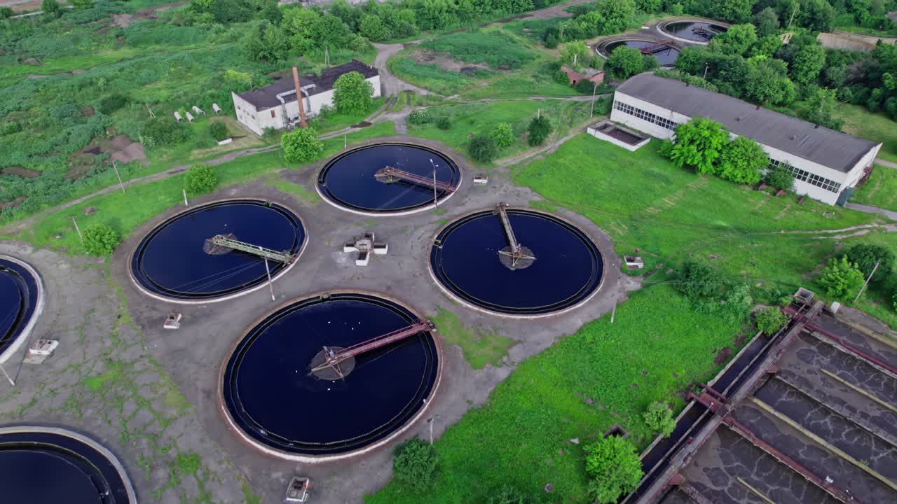 폐수 처리 공장 의 공중 사진