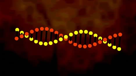 animación de la cadena de adn girando en el fondo de la nube