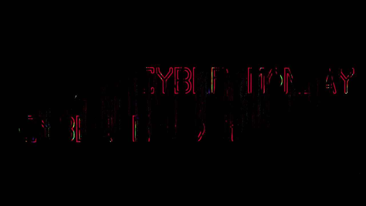 cyber lunes fallo texto en fondo negro. concepto de venta. animación de bucle
