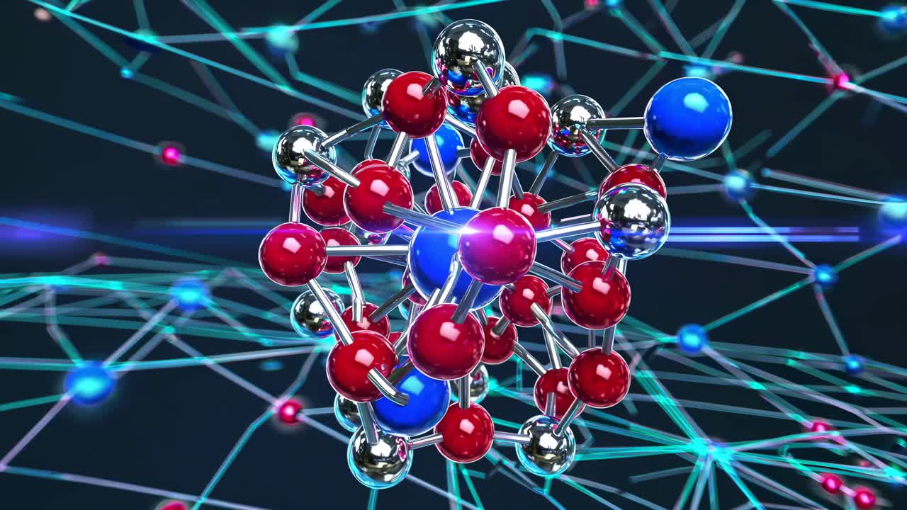 Abstract 3D Animation of a Rotating Molecular Structure