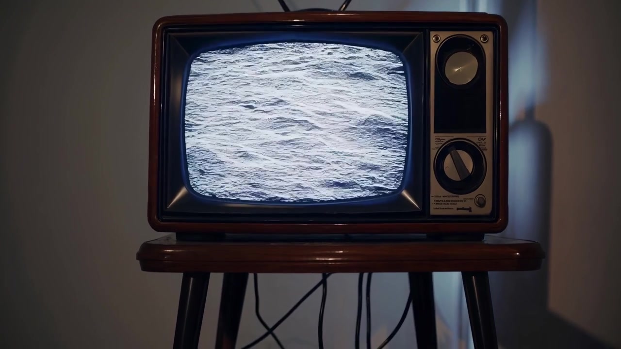 Parazit ve Su Dalgalanmaları Gösteren Vintage Televizyon