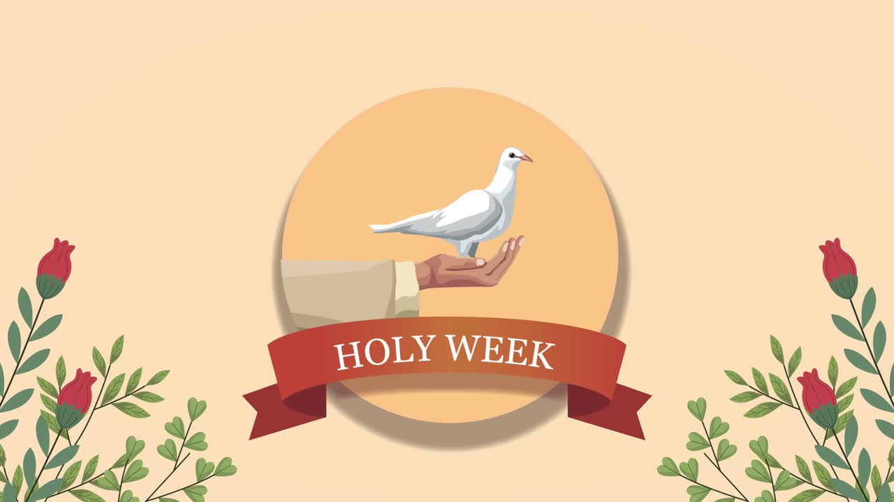holy week lettering animation with hand and dove