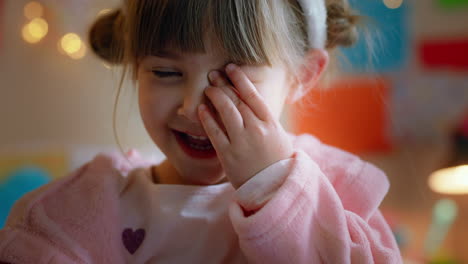 portrait beautiful little girl laughing happy cute child at home looking cheerful