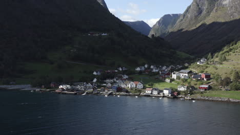 norwegian fjord village from above