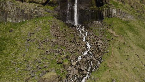 Breathtaking-Waterfall-on-Iceland-Cliff-on-Snaefellsnes-Peninsula,-Aerial