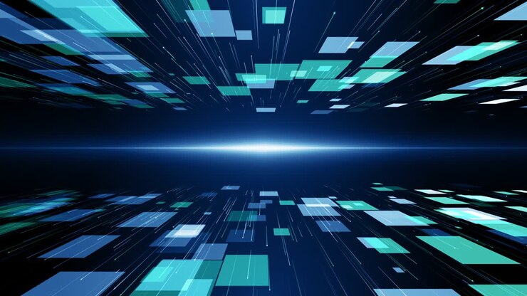 Particles blue green event game trailer titles cinematic concert stage background loop
