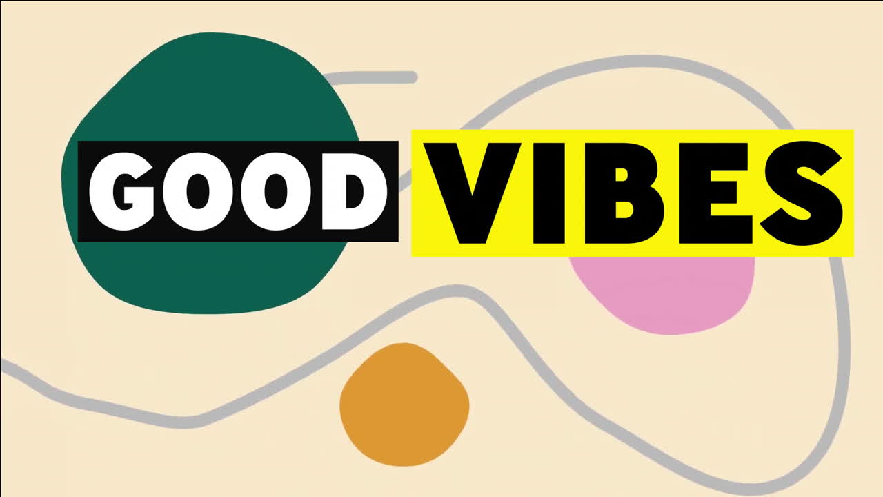 패턴 배경 위의 좋은 진동 텍스트의 애니메이션