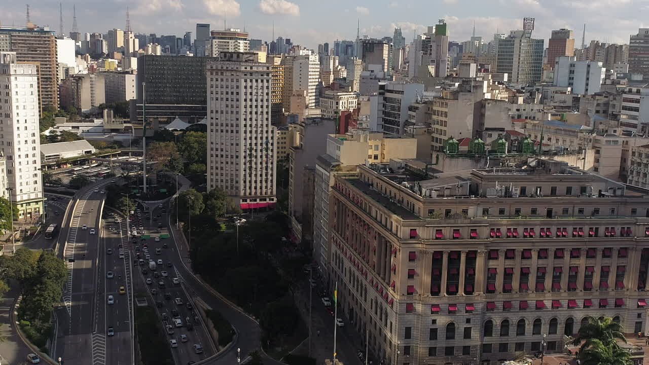 Aerial view of Municipal Theater, Sao Paulo downtown, Brazil