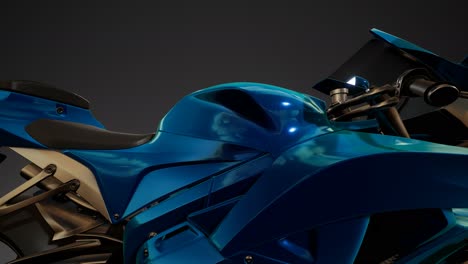 motocicleta deportiva en un estudio oscuro con luces brillantes