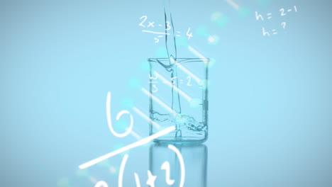 animación de ecuaciones matemáticas sobre el vaso y la cadena de adn