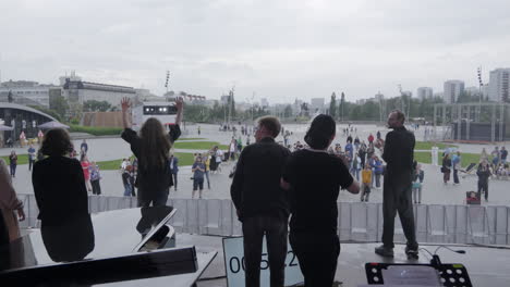 public outdoor concert in a city park