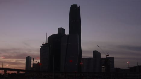 sunset time labs over the king abdullah financial district in the capital, riyadh, saudi arabia. large buildings equipped with the latest technology