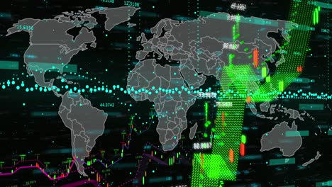 Animación-De-Múltiples-Gráficos-Sobre-Un-Mapa-Con-Números-Cambiantes-Sobre-Fondo-Negro