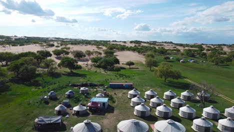 typical mongolian tent ger in a meadow