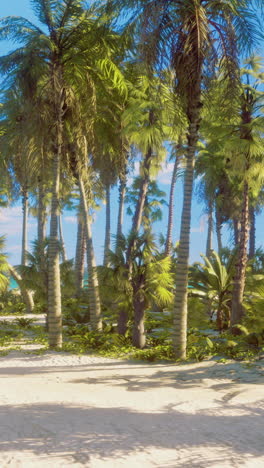 tranquil beach paradise with palm trees and turquoise waters under clear skies