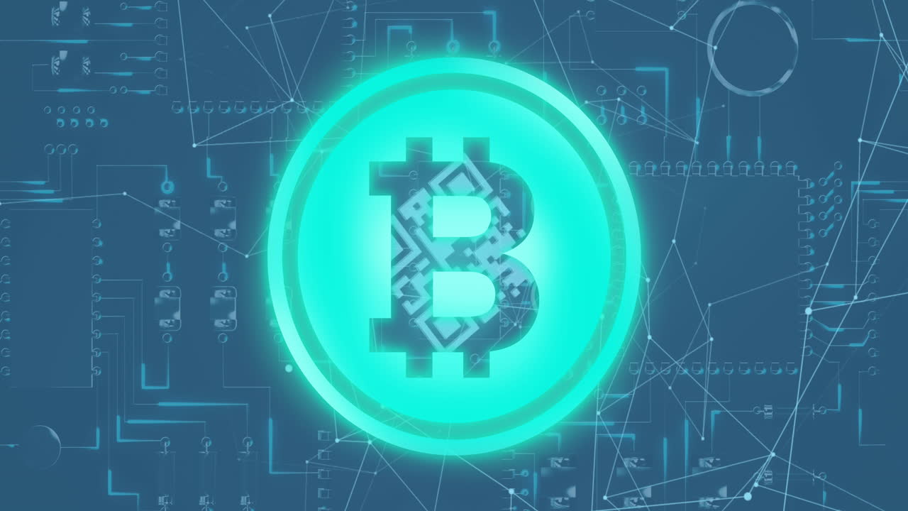 연결 네트워크에 대한 qr 코드 스캐너를 통해 비트코인 기호.