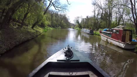 barge narrowboat timelapse. sunny day passing lots of boats at kennet and avon canal