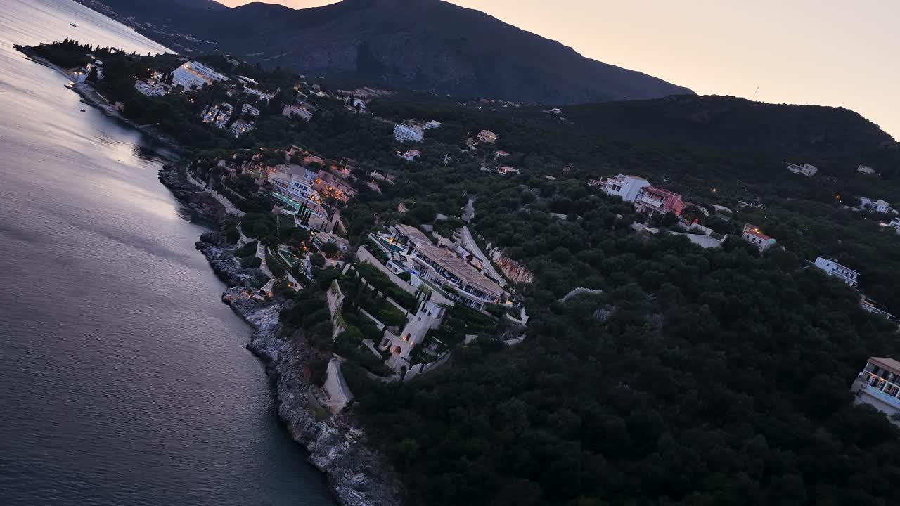 Exclusive Corfu Retreat, Panoramic Vista of a Private Luxury Property the Ionian Sea at Sunset