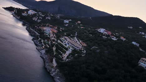 exclusive corfu retreat, panoramic vista of a private luxury property the ionian sea at sunset