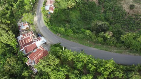 aerial view of a road in rural area near the city of santiago in the dominican republic