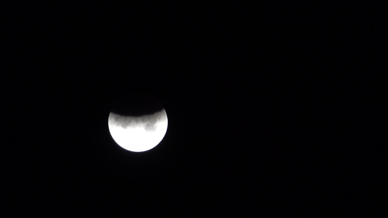 Partial Lunar Eclipse in Dark Night Sky