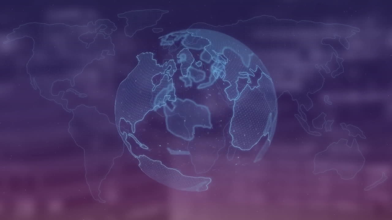 animación del globo giratorio sobre el mapa del mundo