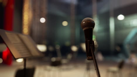 closeup of a microphone on stage