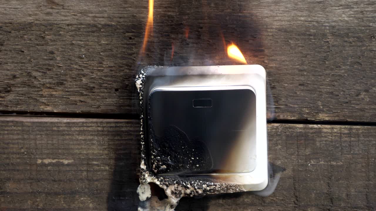 검은 연기가 스위치에서 아오르고 있습니다.