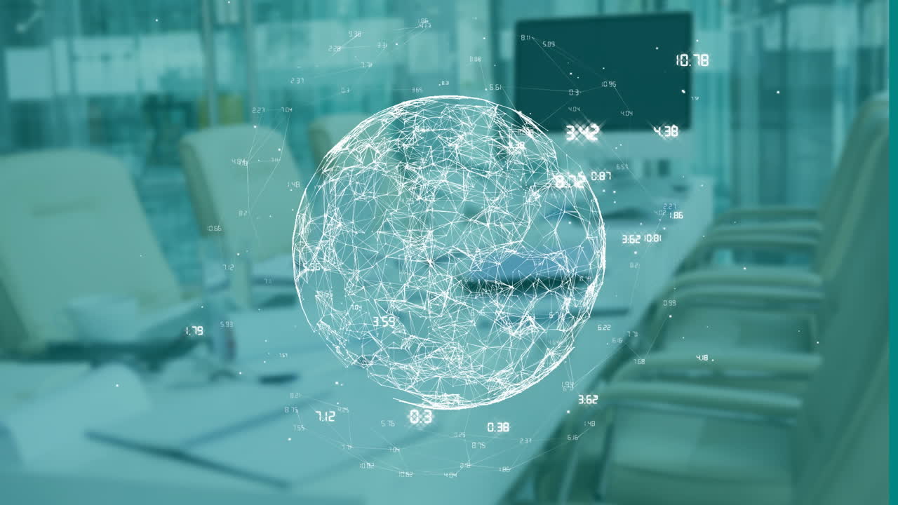 네트워크 연결 세계 현대 사무실 작업 공간을 통해 애니메이션