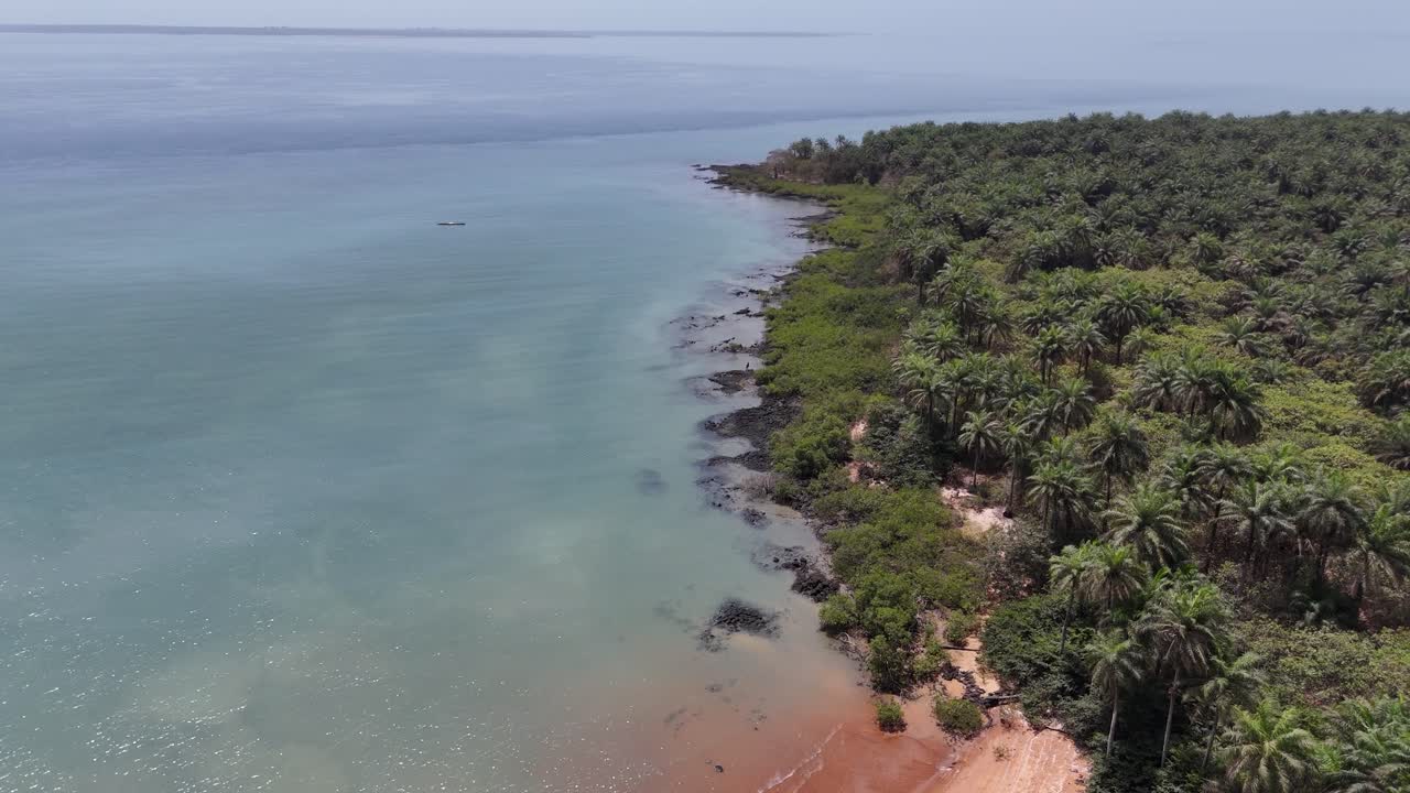 Aerial View of Pink Sand Beach in Bijagós Islands Guinea-Bissau africa travel destination pure nature