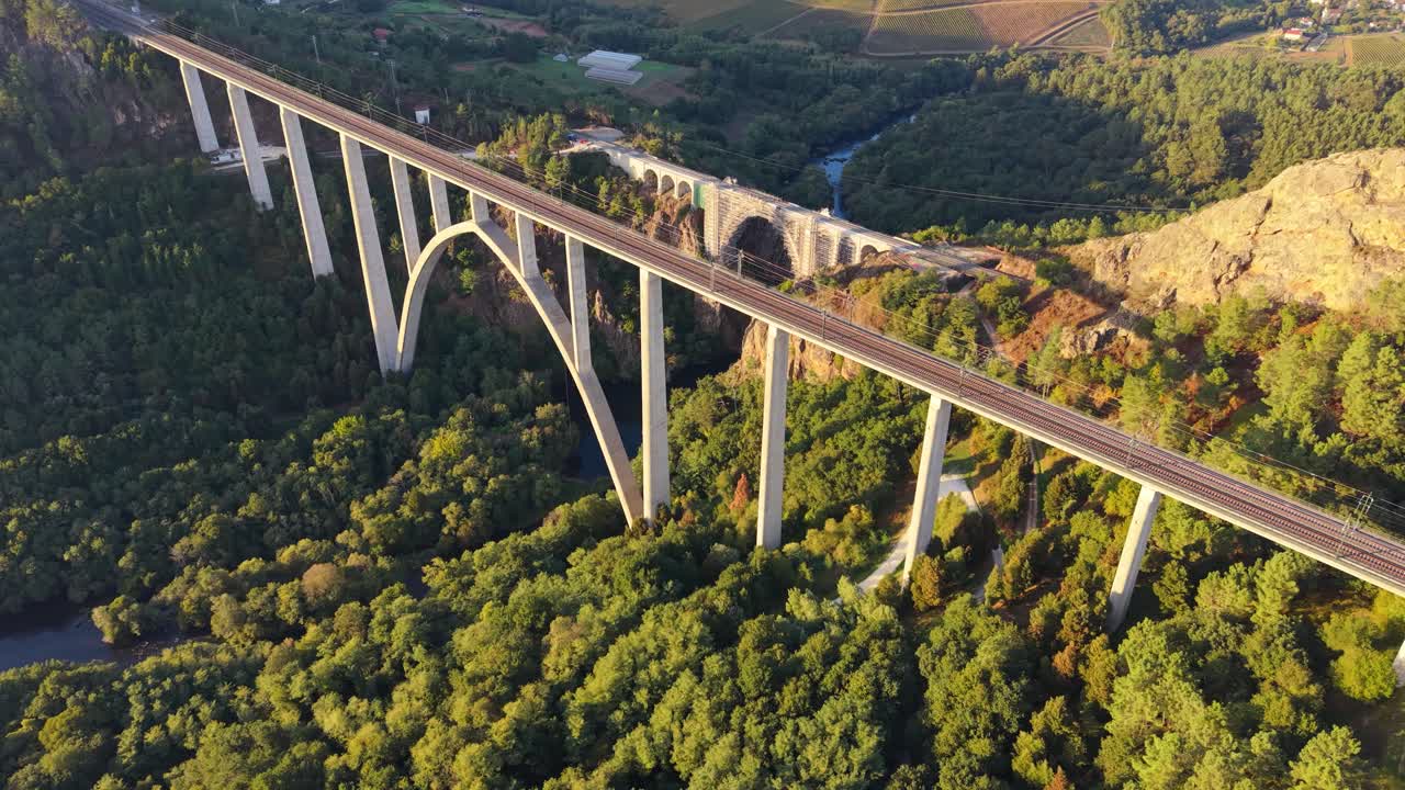 Aerial View Of Ponte de Gundián In Caldelas, Vedra, Spain