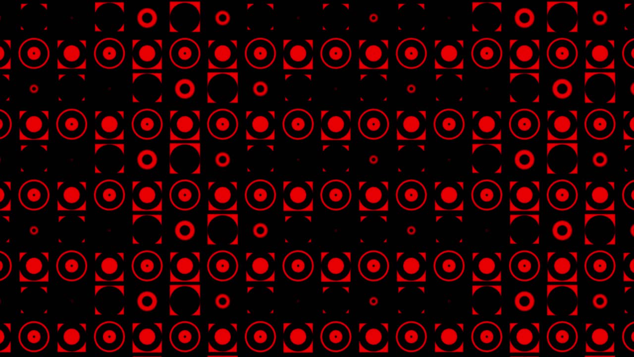 This striking motion graphic animation features a minimalistic design of red and black geometric shapes moving in a sleek, rhythmic pattern.