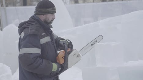 ice sculptor at work