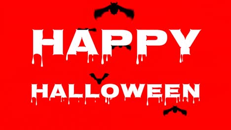 Happy-Halloween-with-bats-on-red-background