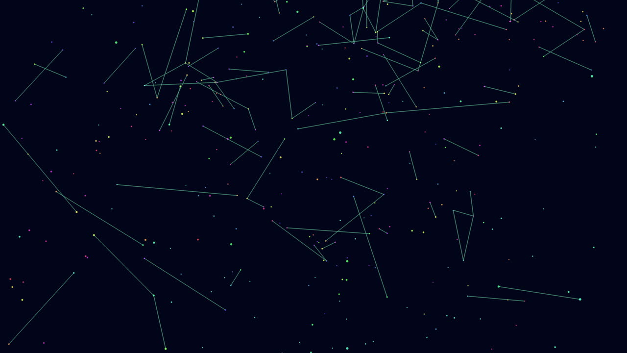 Connected dots and lines in geometric abstract form on black gradient