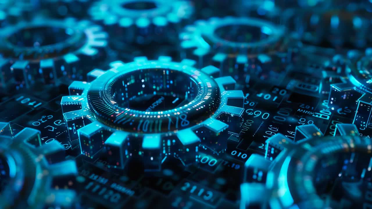 Close-up of gears and circuit board