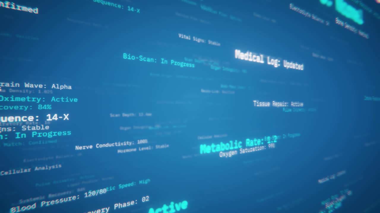 Animert medisinsk datascan og visning av helseinformasjon